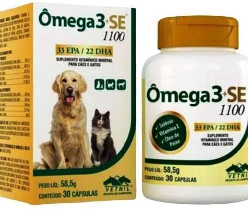 Suplemento Vitaminico Vetnil Omega 3+SE 1100 Caes E Gatos