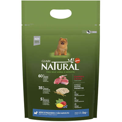GUABI NATURAL CÃO ADULTO PORTE MINI E PEQUENO CORDEIRO E AVEIA