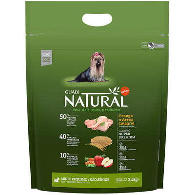 GUABI NATURAL CÃO SÊNIOR PORTE MINI E PEQUENO FRANGO E ARROZ INTEGRAL