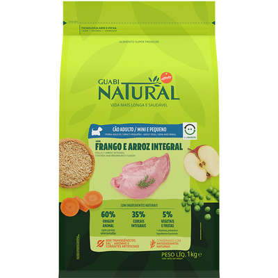 Ração Guabi Natural Frango e Arroz Integral para Cães Adultos Raças Mini e Pequena