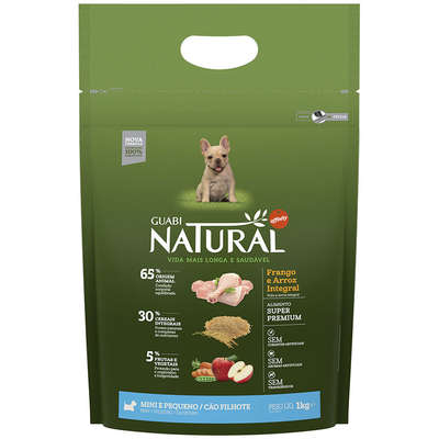 GUABI NATURAL CÃO FILHOTE PORTE MINI E PEQUENO FRANGO E ARROZ INTEGRAL