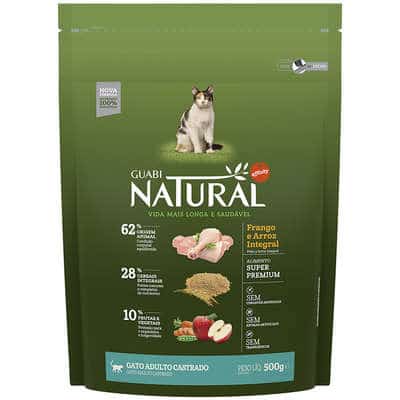 Ração Guabi Natural Gato Adultos Castrados Frango & Arroz Integral