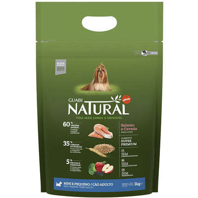 GUABI NATURAL CÃO ADULTO PORTE MINI E PEQUENO SALMÃO E CEVADA