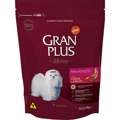 GRANPLUS MENU CÃO ADULTO MINI SABOR CARNE & ARROZ