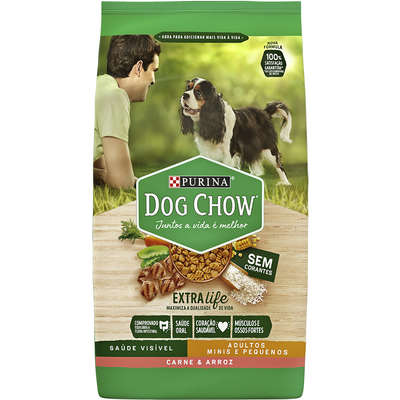 DOG CHOW EXTRA LIFE PARA CÃES ADULTOS MINIS E PEQUENOS CARNE & ARROZ