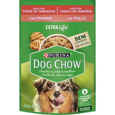 Ração Úmida Dog Chow Sachê Cães Adultos Todos Tamanhos Frango